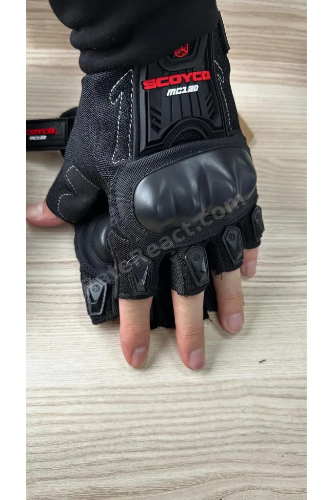 Yarım Korumalı Motorcu Eldiveni Siyah