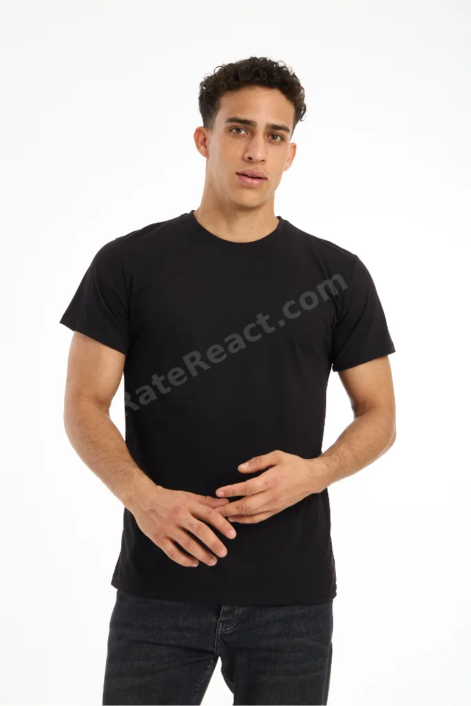 MÅNSKEN YÜKSEK İSVEÇ KALİTESİ Regular Kesim %100 Pamuk Siyah Bisiklet Yaka Premium Tişört / T-Shirt