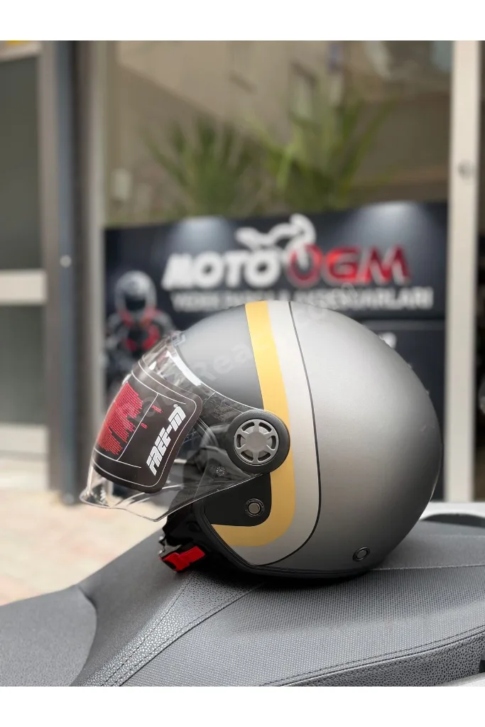FR-612 Mat Gri Half-Moon Yarım Camlı Kask