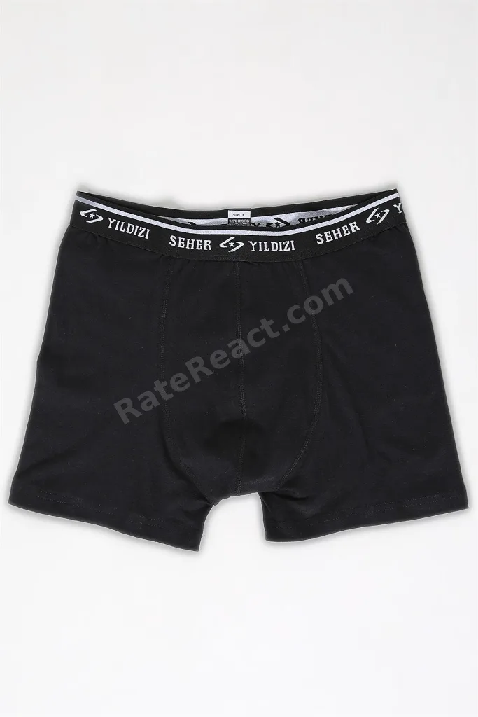 YILDIZ 6 Lı Paket Yıldızı Erkek Likralı Boxer Elastan Siyah-SİYAH-2XL