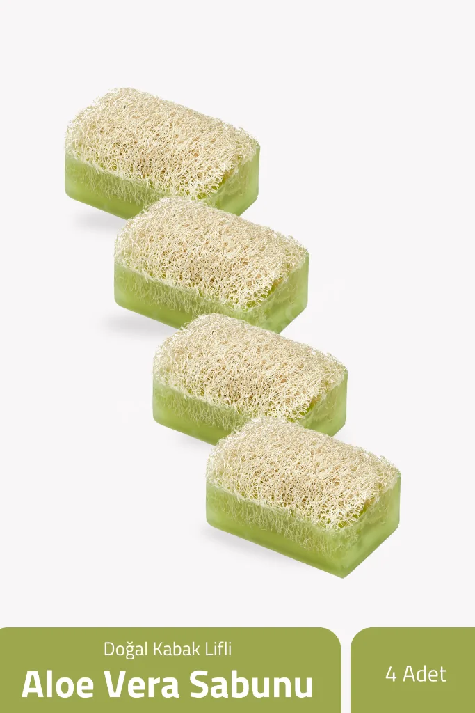 Doğal Kabak Lifli Aloe Vera Sabunu 100 gr x 4 Adet
