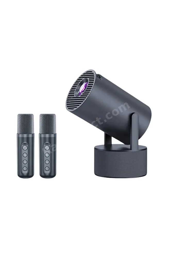 Bluetooth Hoparlörlü Akıllı Projektör Kablosuz Karaoke Mikrofonlu