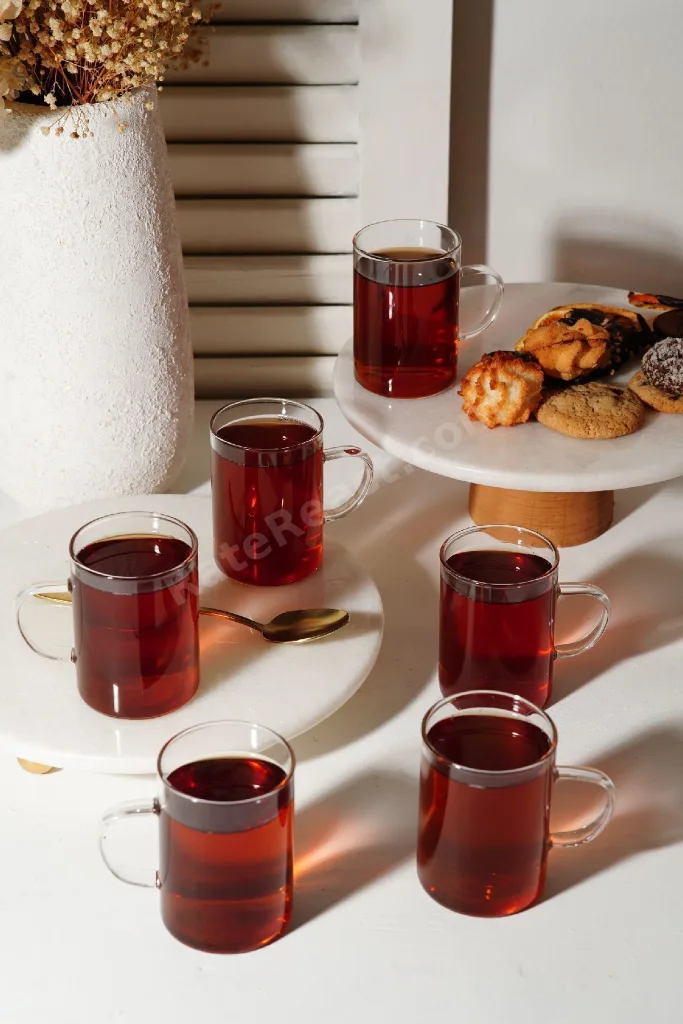 6'lı Isıya Dayanıklı Borosilikat Cam Kupa Bardak
