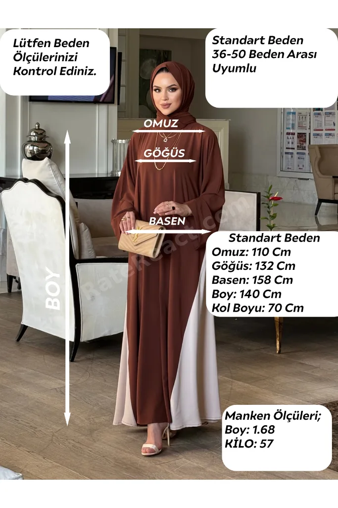 Şal Hediyeli Eteği Garnili Dubai Kumaşlı Abaya
