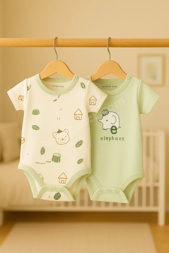 %100 Organik Pamuk Kısa Kollu Bebek 2li Body Zıbın