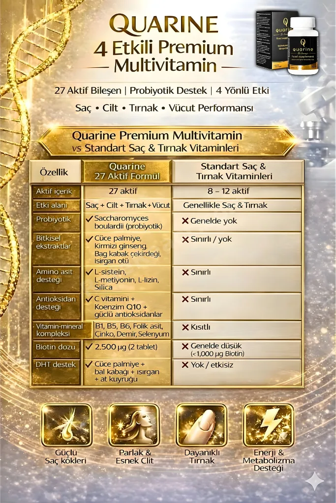 Quarine Saç Vitamini + Prime 30 Collagen Avantaj Set (1 Aylık Hidrolize Toz Kolajen + Tablet Kürü)