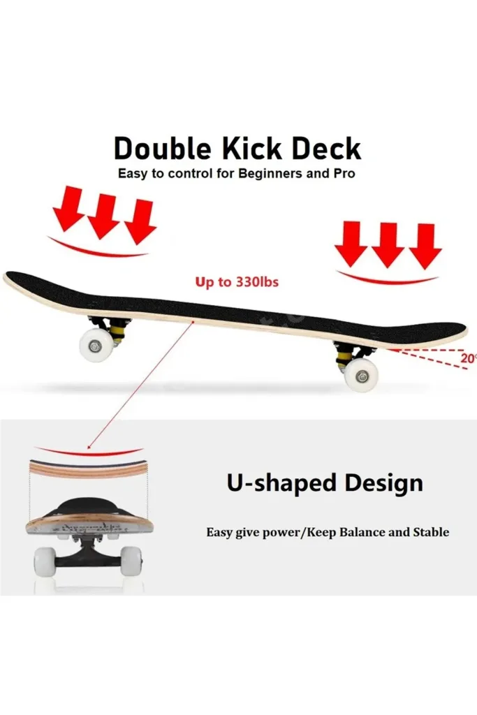 Kemik Tekerli Pro Kaykay Zımparalı Kaymaz Profesyonel Skateboard Abec 7