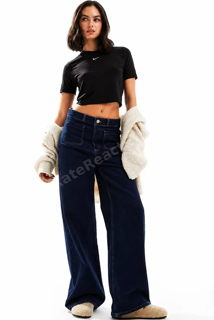 Chill Knit Crop Womens Slim Fit T-shirt Kadın Kısa Dar Kesim Tişört Siyah