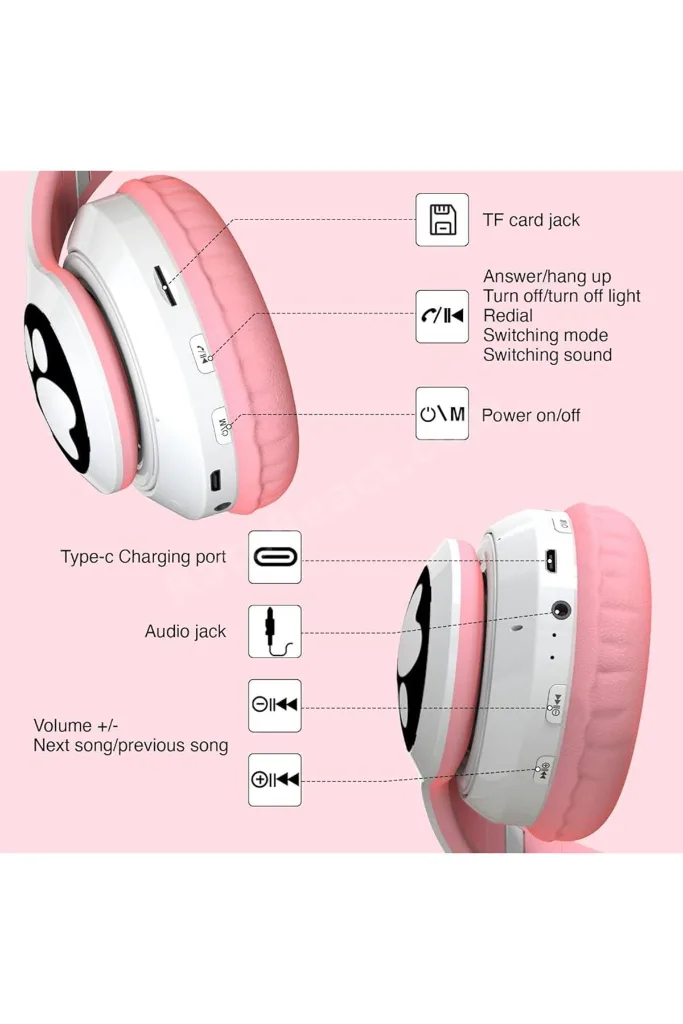 A+ Kalite Kedi Kulağı Detaylı Bluetooth Kablosuz Rengarenk Işıklı Rgb Çocuk Kulaklık 2025 vers