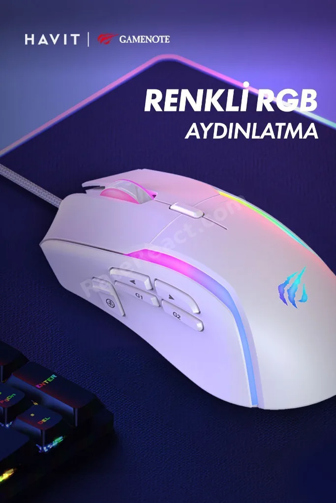 Gamenote Ms1033 Rgb Uyumlu 8000 Dpı Ayarlanabilir Ağırlıklı Beyaz Gaming Makrolu Oyuncu Mouse