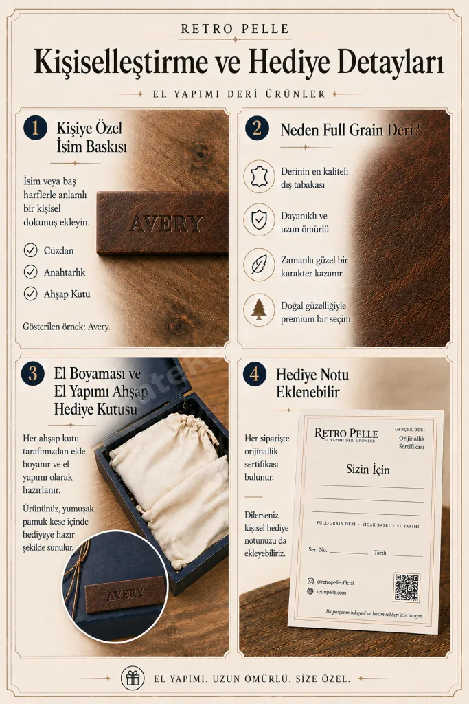 PREMIUM FULL GRAIN HAKİKİ DERİ UZUN ERKEK TELEFON CÜZDANI VE ANAHTALIK HEDİYE SETİ - İSİM BAKISINA UYGUN
