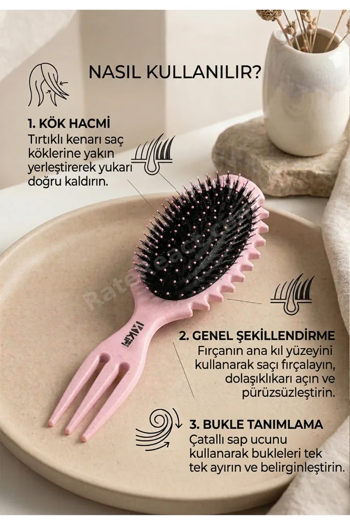 Magical Curl Saç Fırçası - Kıvırcık Tarağı Pembe