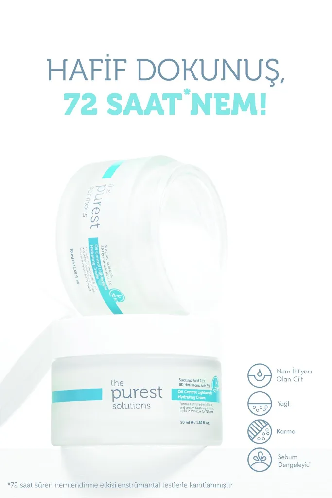 72 Saat Etkili Sebum Dengeleyici Su Bazlı Günlük Nemlendirici Krem 50ml