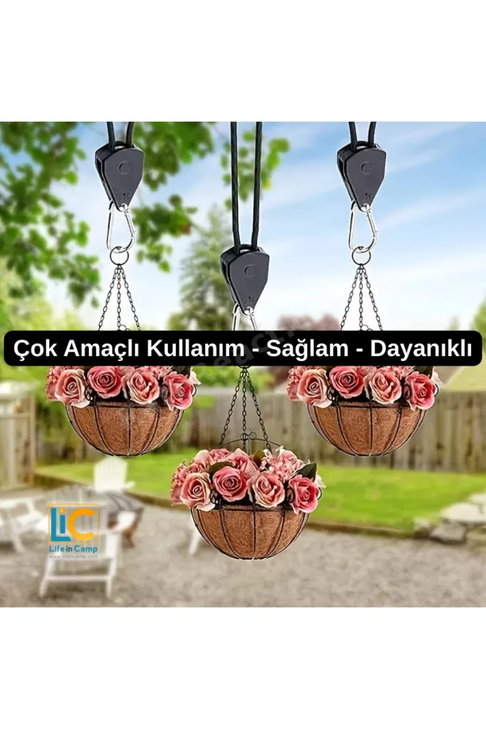 Kamp Çadırı, Yan Tente, Tarp İpi ve Gergisi - Ayarlanabilir Döner Kilitlemeli Sistem - 4 adet