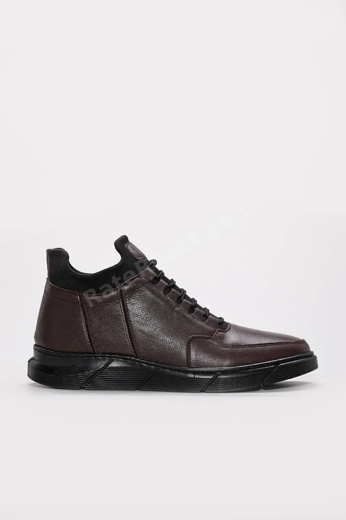 Kahve Bağcıklı Erkek Spor Sneaker Bot Hakiki Deri İçi Kürklü MRG0125611131943