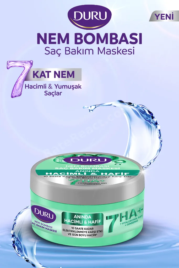 Nem Bombası 7’li Hyaluronik Asit Kompleksi Yoğun Nemlendirici Saç Maskesi Hacim Verici 200 Ml