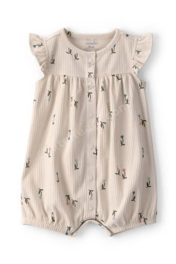 Carters Kız Bebek Kısa Tulum 3 Ay-24 Ay KREM