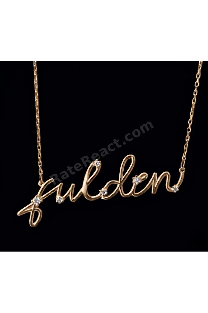 Yeni Trend Taşlı Fulden Yazılı Gümüş Kolye