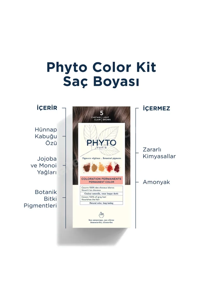 Color Amonyaksız Kalıcı Doğal Içerikli Bitkisel Saç Boyası 5 Açık Kestane