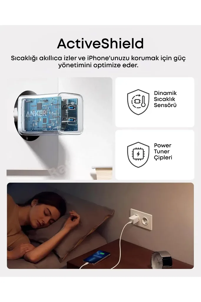 Nano 521 Şarj Cihazı, 40W, PIQ 3.0, USB-C Çift Bağlantı Noktalı, Siyah - A2038