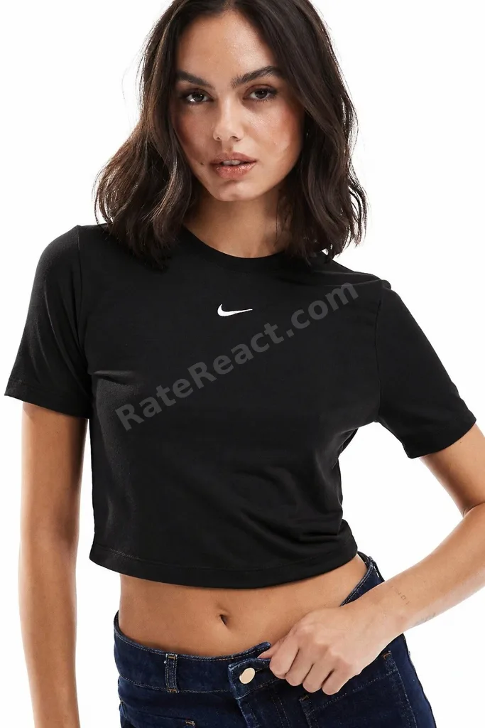 Chill Knit Crop Womens Slim Fit T-shirt Kadın Kısa Dar Kesim Tişört Siyah