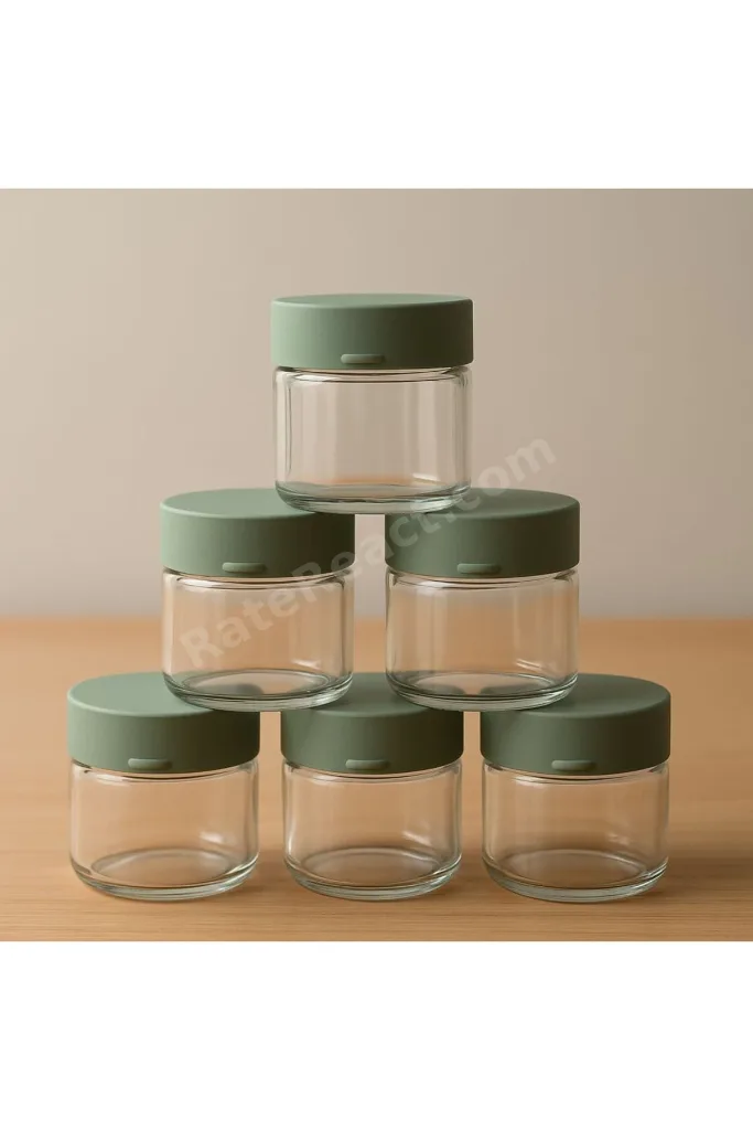 6'LI Mini Cam Kavanoz – 41 ml – Silikon Kapaklı – Mama, Baharat, Reçel ve Sos Saklama Kabı