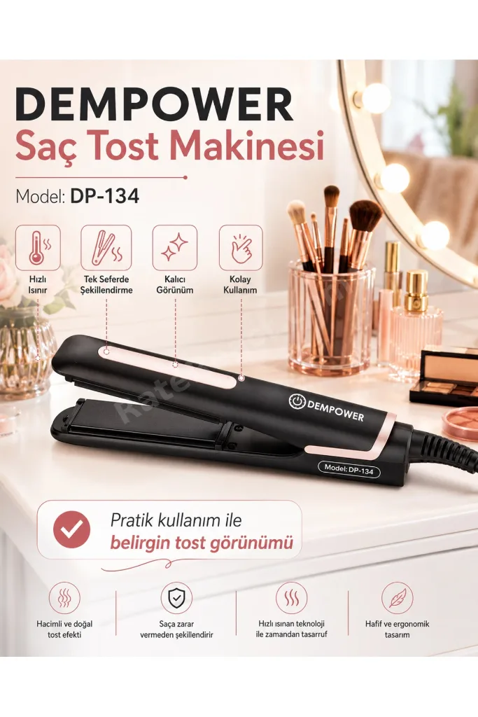 Ev Tipi Kullanıma Uygun Saç Tost Makinesi Dalgalı ve Kabartmalı Saç Şekillendirici