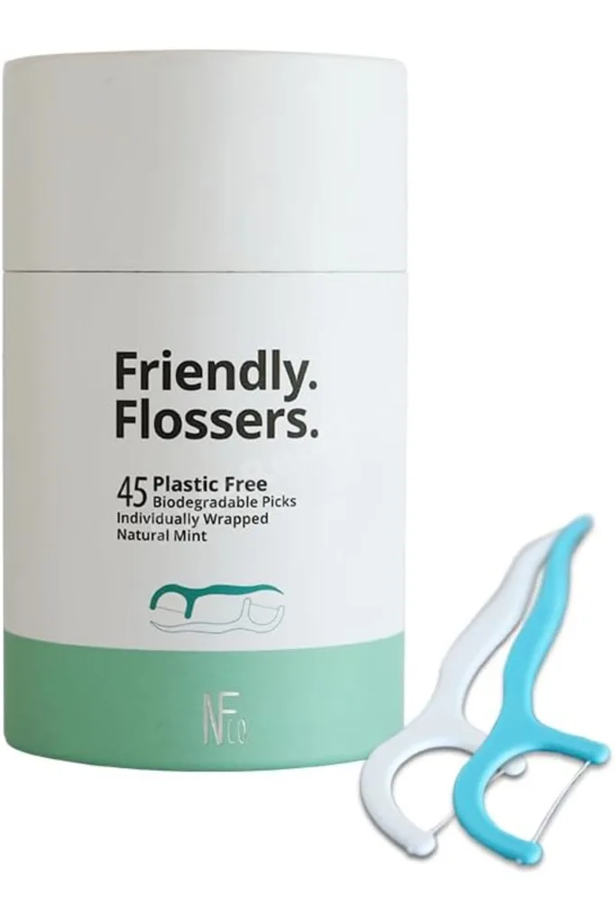 TTKTEKNOLOJİ The Natural Co. Friendly Flossers, kişiye özel sarılmış palet kürdanı, dişler arasında