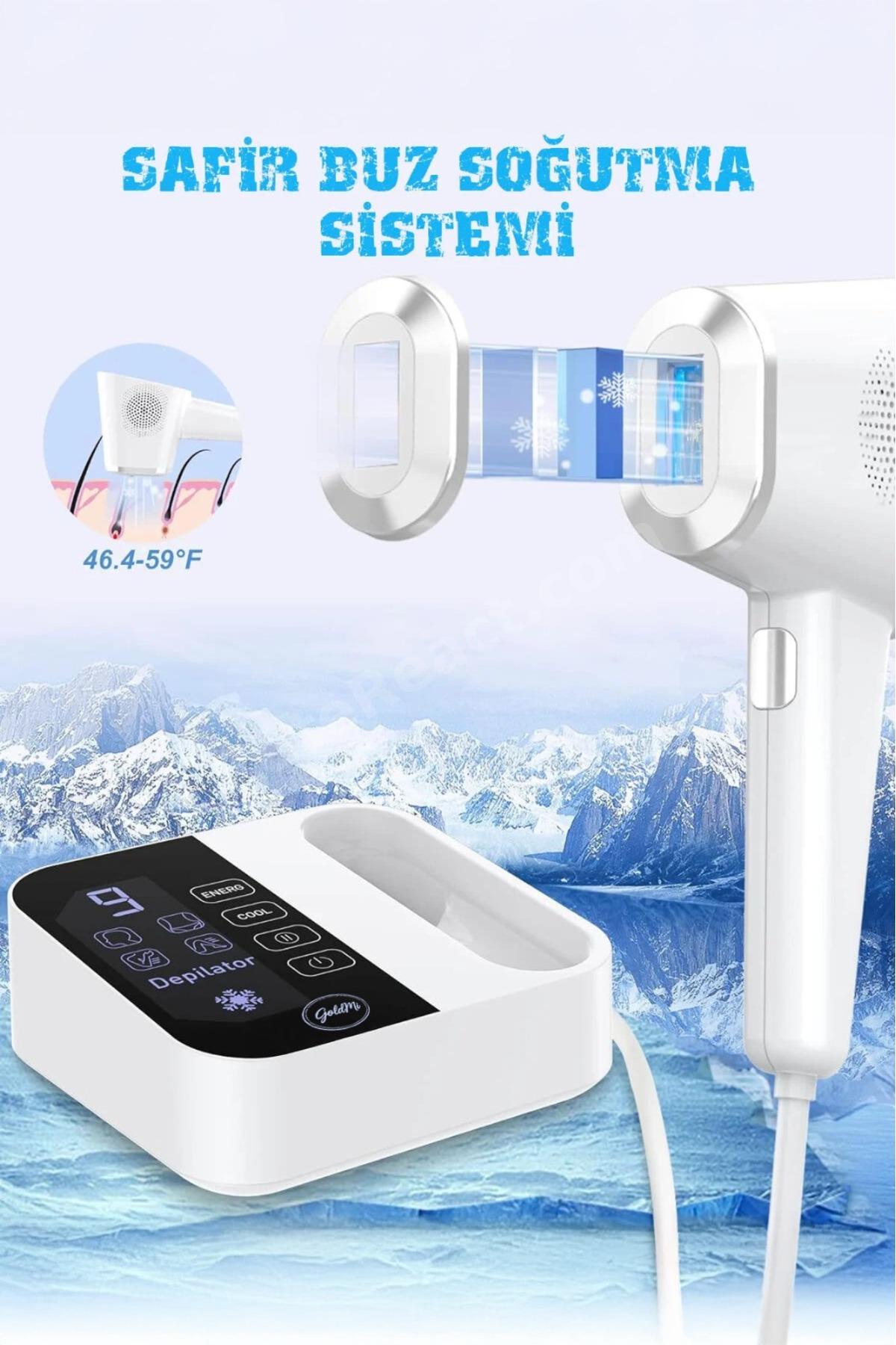 HRM1 Optimal Teknoloji Cilt Beyazlatma Sınırsız Atım Safir Buz Sogutmalı 9 Kademeli Epilasyon Aleti