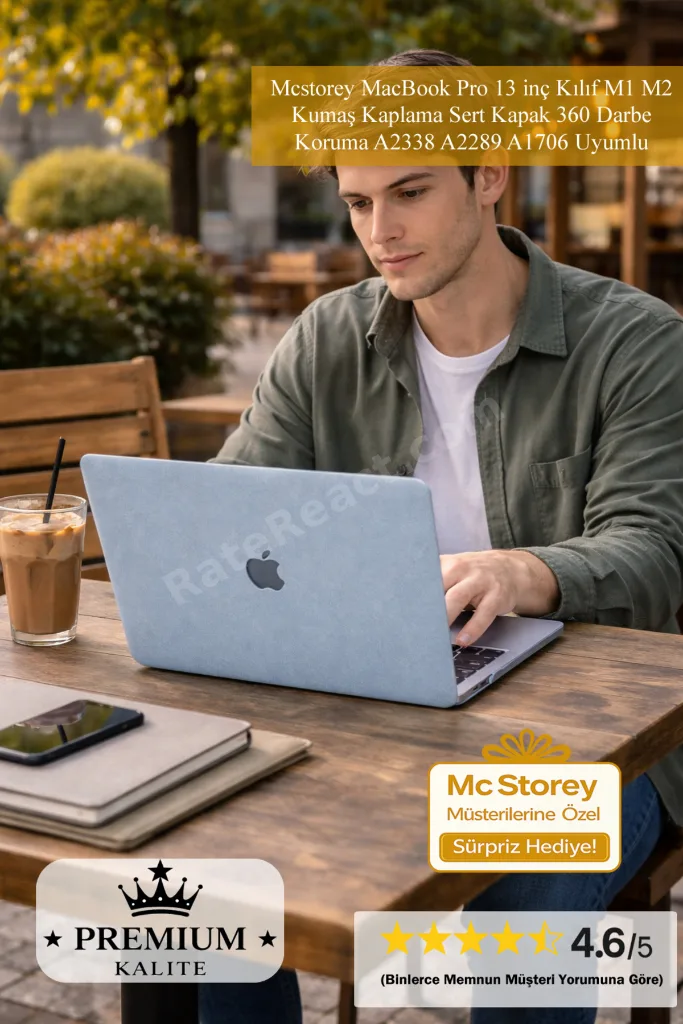 MacBook Pro 13 inç Kılıf M1 M2 Kumaş Kaplama Sert Kapak 360 Darbe Koruma A2338 A2289 A1706 Uyumlu