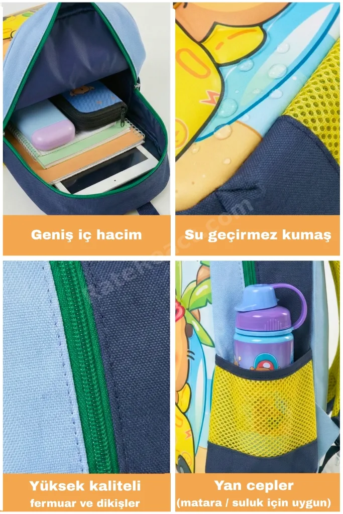 Lisanslı Anaokulu Sırt Çantası 3D Kabartmalı Hafif Kreş Okul Çantası