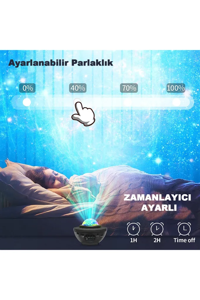 Projektör Gece Lambası Bluetooth Hoparlör Bluetooth Lazer Işıklı Sese Duyarlı Hoparlör Disko Lambası