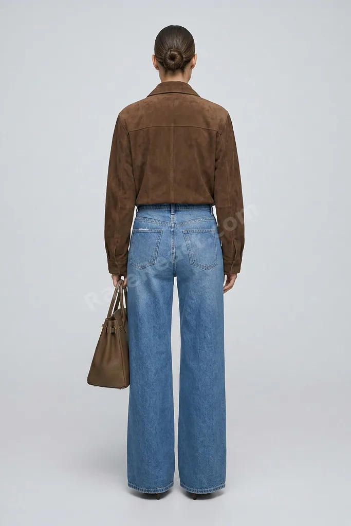 Taşlı Mavi Palazzo Denim Pantolon