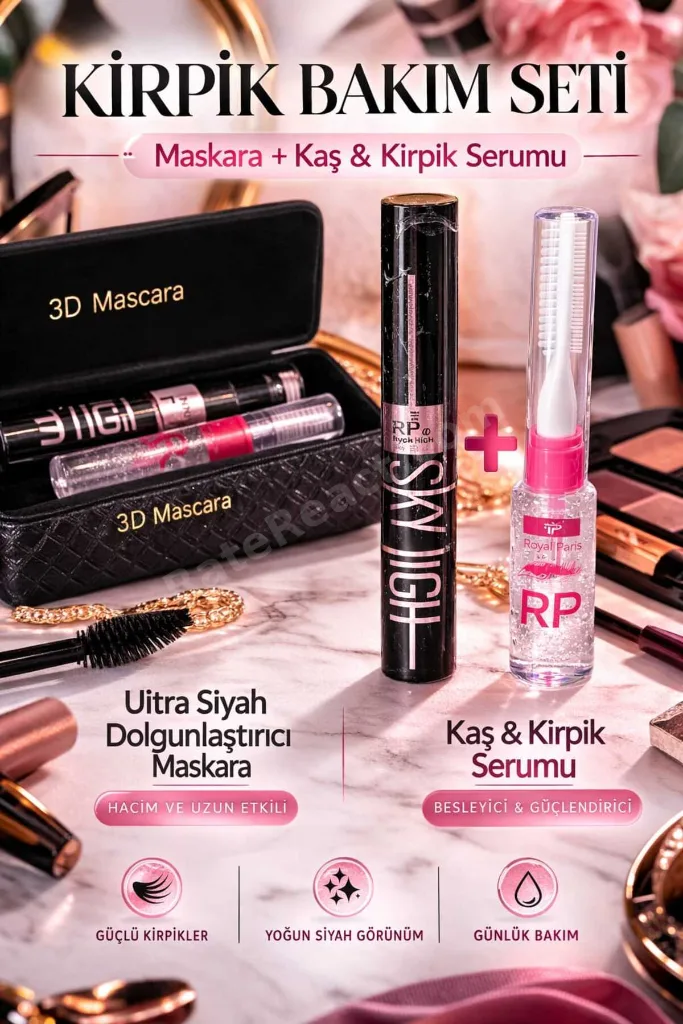 ULTRA HACİM VE DOLGUN KİRPİKLER İÇİN PREMİUM MASKARA ( KAŞ VE KİRPİK SERUMU HEDİYELİ )