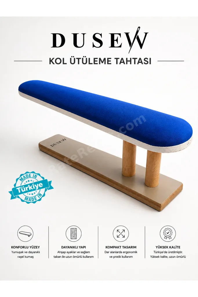 Ahşap Kol Ütüleme Aparatı Düz Kesim Mavi
