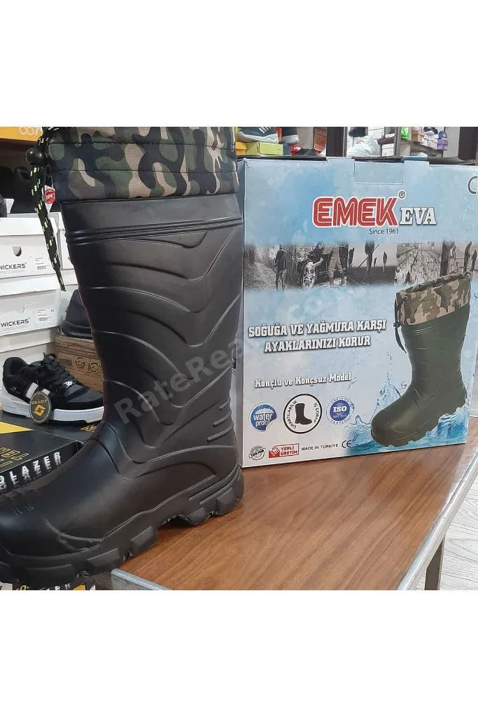 Erkek Haki İçi Çoraplı Ultra Hafif Yağmur Çizmesi