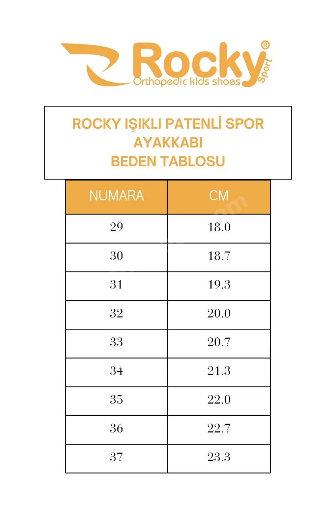 KAYKAYLI IŞIKLI PATENLİ ÇOCUK SPOR AYAKKABISI-KAYKAYLI ORTOPEDİK SPOR AYAKKABI --30 NUMARA--