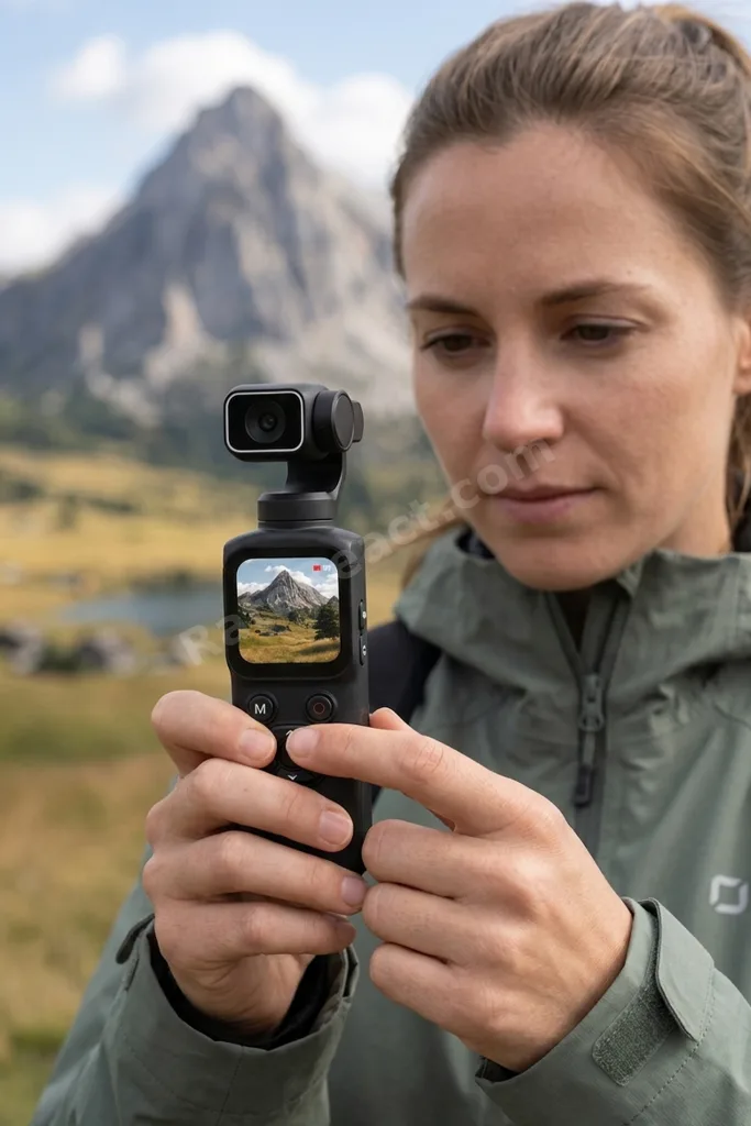 4K Pocket Camera Gimbal Kamera | WiFi Destekli 330° Döner Lensli Akıllı El Kamerası | Yüz Takip Özellikli Mini Vlog Kamerası