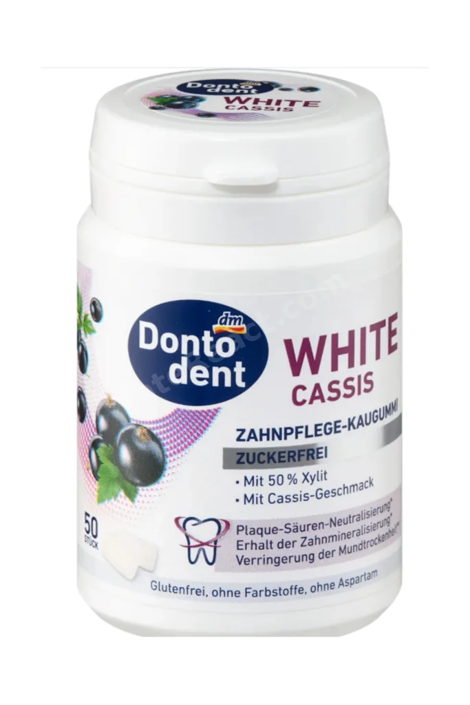 White Cassis Siyah Frenk Üzümlü Şekersiz Sakız %50 Ksilitol 50 Adet