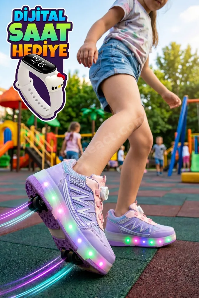 PATENLİ IŞIKLI SPOR AYAKKABISI & TEKERLEKLİ SNEAKERS
