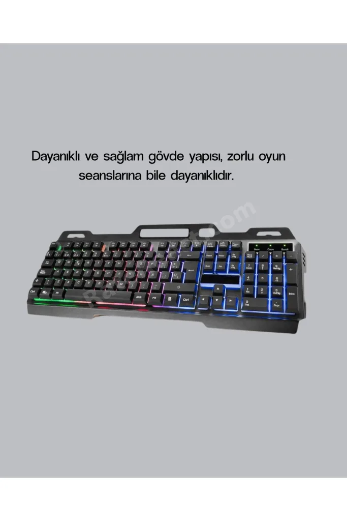Profesyonel Oyuncu Klavye Mouse Seti – RGB Işıklı, Türkçe Q, DPI Ayarlı, Dayanıklı Gövde