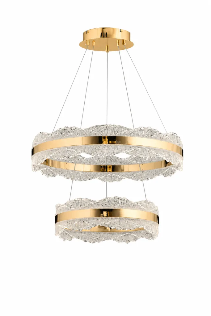 Granada Gold Sarkıt Led 2 Katlı Avize Modern Luxury Salon Yatak Odası Avize