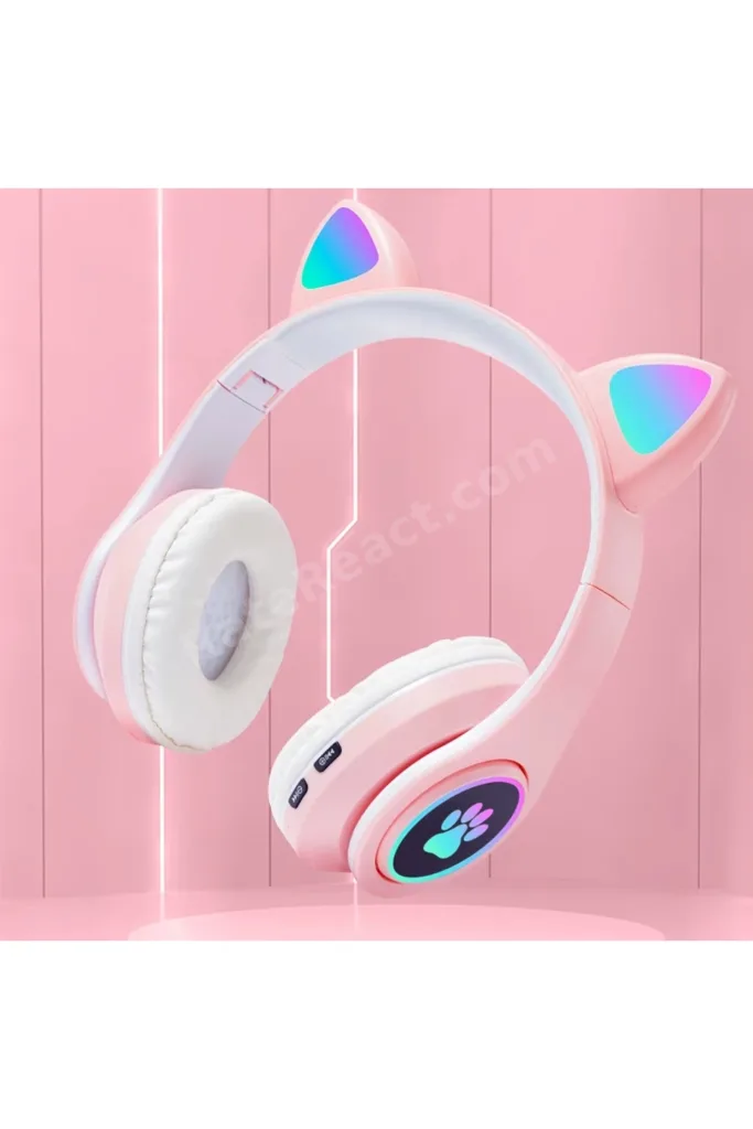 A+ Kalite Kedi Kulağı Detaylı Bluetooth Kablosuz Rengarenk Işıklı Rgb Çocuk Kulaklık 2025 vers