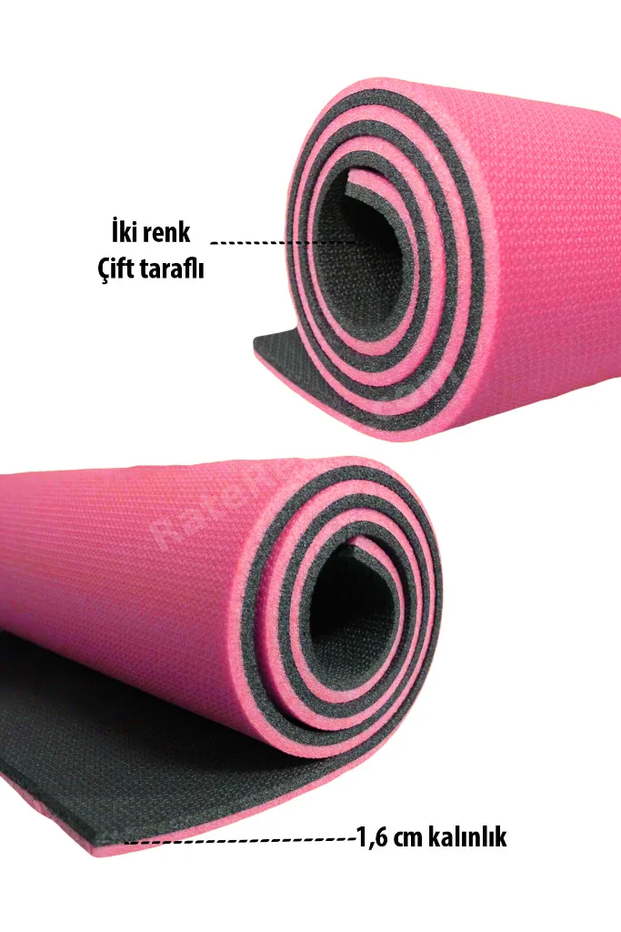 16 Mm Taşıma Askılı Çift Taraflı Iki Renk Kamp Pilates Minderi Yoga Matı Mn903