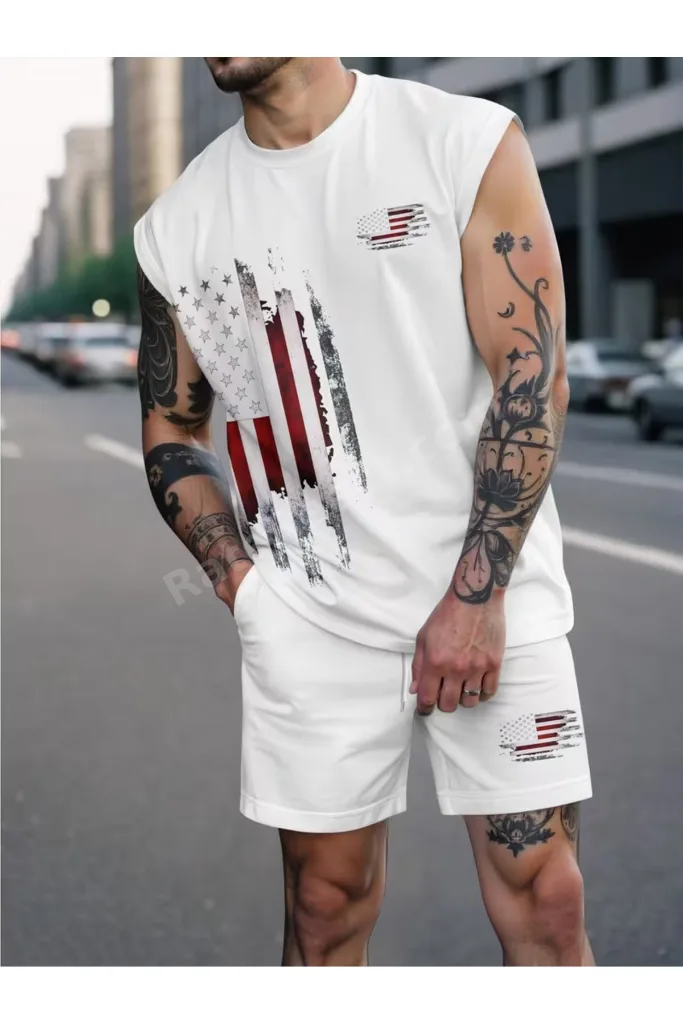 sila trend Erkek beyaz Original Baskılı Oversize Kesim Pamuklu Bisiklet Yaka Atlet