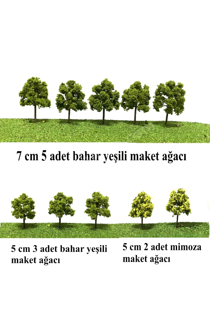 10 adet  5cm ve 7 cm yuvarlak formlu maket ağaç