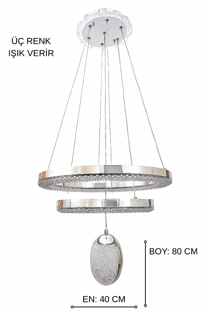Kardelen Modern Tasarım Sarkıt Led Avize 3 Renk Işık Kristal Görünüm Oturma Odası Yemek Odası Salon Yatak Odası