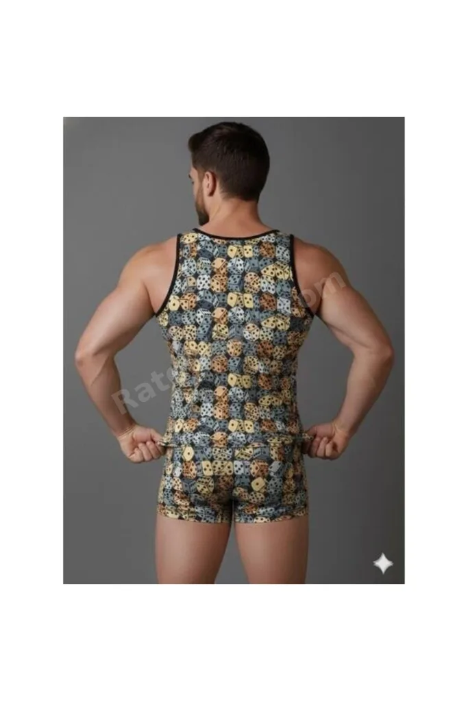 Erkek Desenli Tank Top Boxer Takımı