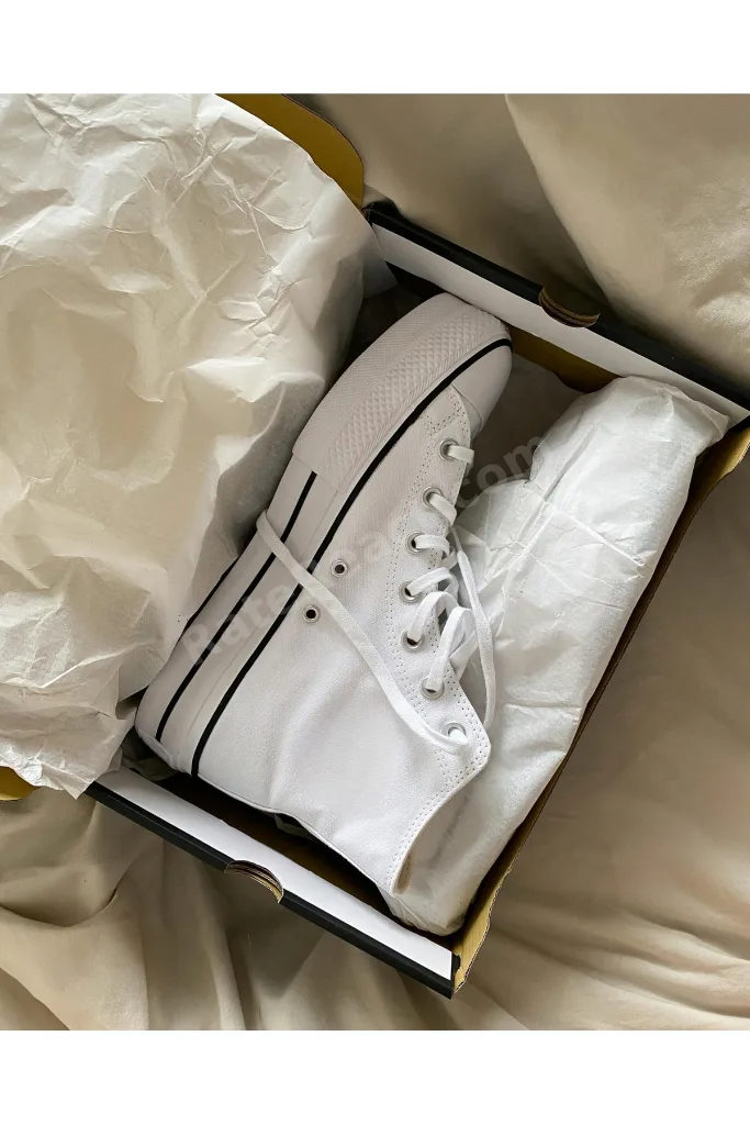 Beyaz Uzun Bilekli Unisex Bağcıklı Kalın Taban All Star Platform Sneaker Spor Ayakkabı