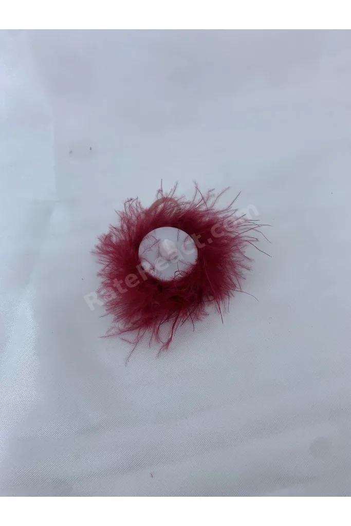 Kına Geceleri Için 12 Adet Bordo Tüylü Ledli Kına Mumu (EL MUMU)